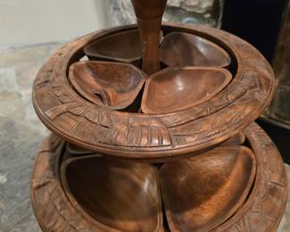 3 Tier Wooden Serving Tray from Africa