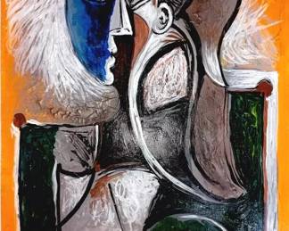 Mixed media drawing and oil after Pablo Picasso
