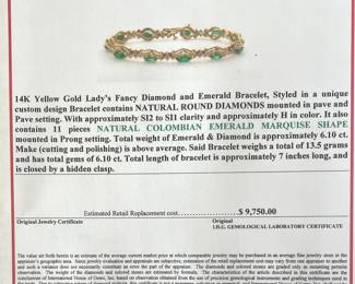 Diamond, Gold and Emerald Jewelry