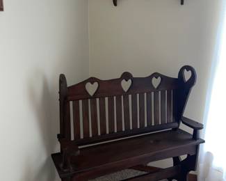 Wood bench with hearts “cottage core”
