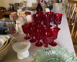 Milk glass, hobnail and other colored glass 