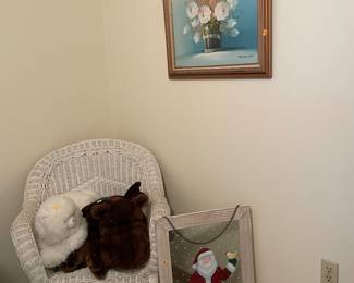 Wicker chair and Christmas decor 