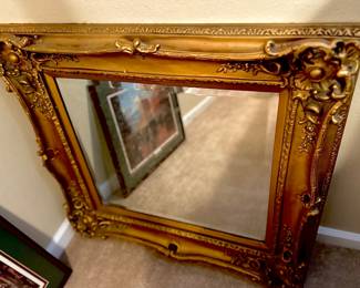 Gold and Wood Backed Antique Heavy Frame and Mirror
