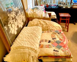 Misc Antique Quilts (more not shown) French Knot Antique Bedspread, Misc. Antique Bedding, Vintage Chenille Bedspread