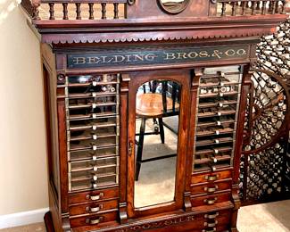 Belding Bros Silk Thread Display Cabinet, Advertising Furniture