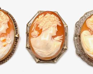 3 Vintage 14K Gold Cameo Pendant/Brooches
Lot #: 35
