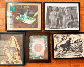 5 Original Drawings, 2 By Elisha Birnbaum & Flower Print
Lot #: 80