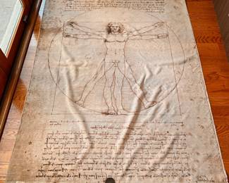 Extra Large Da Vinci's Vitruvian Man Wall Hanging, Sheer Fabric With Metal Bars On Top & Bottom
Lot #: 102