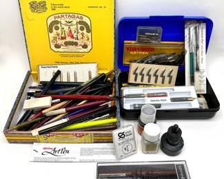 Vintage Pen & Ink Drawing Supplies: Pens, Nibs, Ink & More
Lot #: 139