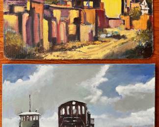 2 Victor Blumenfeld Original Paintings Of Church On Masonite & Boats On Stretched Canvas
Lot #: 10