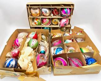 Over 30 Antique Christmas Ornaments In Original Storage Boxes, Over 100 Years Old
Lot #: 90