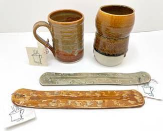 New Artisan Pottery Vase, Mugs & 2 Incense Burners By Everything In A Mug, Never Used
Lot #: 19