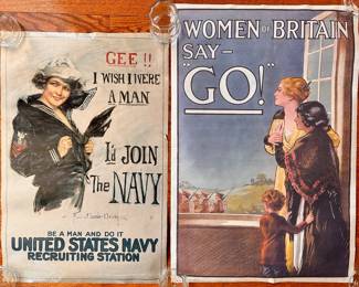 World War II Reproduction Posters: I Wish I Were A Man & Women Of Britain Say Go!
Lot #: 69