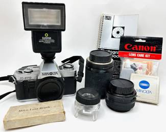 Vintage Minolta X-370 SLR 33MM Camera, 2 Lenses, Flash & Other Camera Accessories
Lot #: 58
