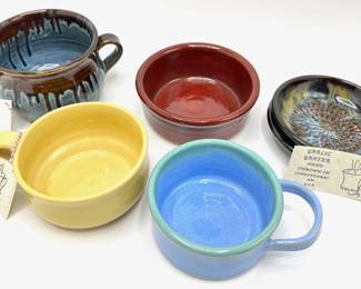 New Artisan Pottery By Everything In A Mug: 3 Mugs, Bowl & 2 Garlic Graters, Never Used
Lot #: 4