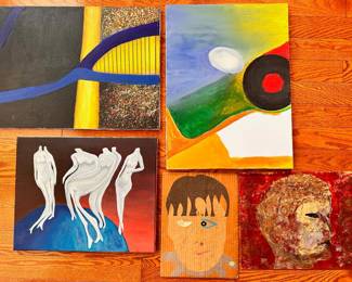 3 Elisha Birnbaum Original Abstract Paintings, Portrait Collage & Portrait Painting
Lot #: 147