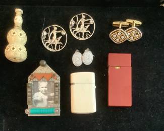 Gold & Diamond Cufflinks, Thomas Mann Brooch