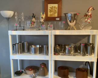 Stainless items designed by Arne Jacobsen, Teak Ice Buckets, Alessi Philippe Starck Colander