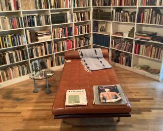 Mies van der Rohe Barcelona Daybed. Leather, Mahogany and Stainless