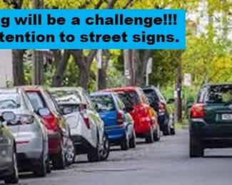 Permit Only Parking in MANY areas. Park "hugging" the park.