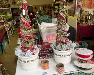 Potted lighted trees