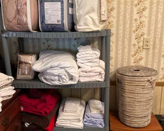 Twin & King Size Sheet Sets, Blankets, Teak Shower Stool