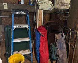 ladder and folding chairs