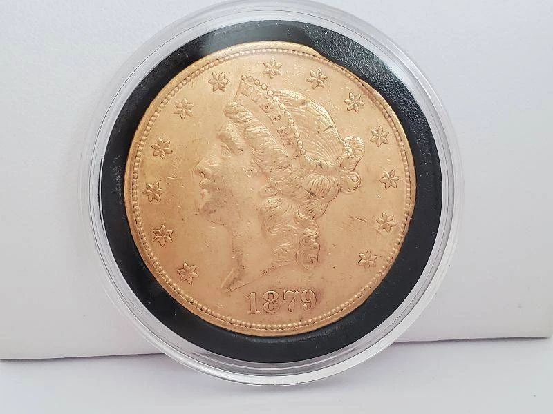 1879 $20 Liberty Gold Double Eagle Coin, Extra Fine Condition