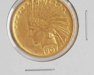 Always Popular 1907 $10 Indian Gold Eagle Coin Extra Fine Condition