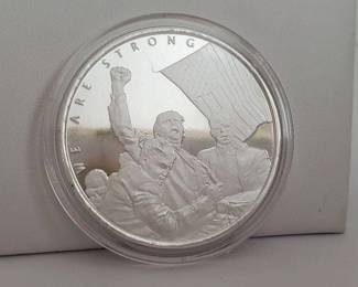 1 Ounce .999 Fine Silver President Trump - We are Strong Silver Round Gem Condition