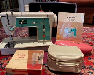 Vintage Singer Sewing Machine 1966 Model - Includes Case, Original Owners Manual, Peddle and Various Accessories - Pristeen Condition - $300