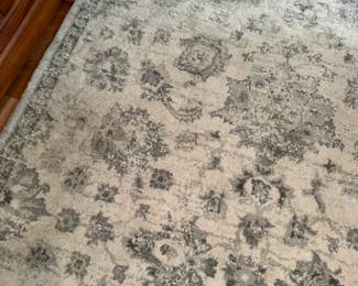 Cream and pale navy area rug.