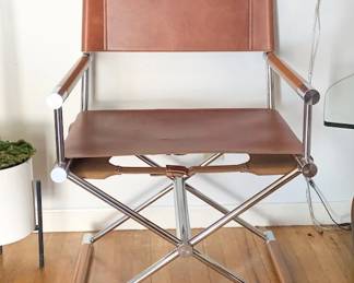 West Elm leather & chrome director's chair