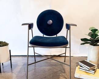 Bontempi Casa dark blue velvet & steel chair - stunning
