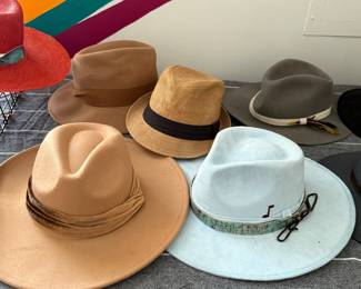 Note the country music hat in baby blue.  Goorin Bros with feather accents in the back.