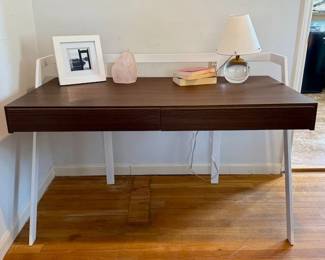 Bontempi Casa wood & white metal desk with two drawers