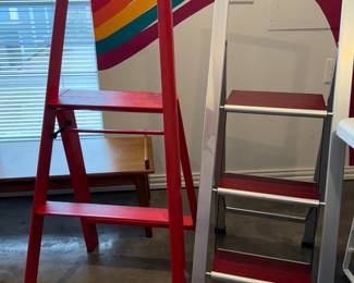 Designer, yet functional, light-duty step ladders
