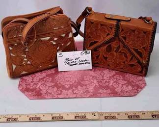 HAND TOOLED LEATHER WOMENS HANDBAGS