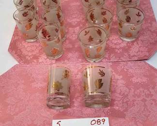 1950S MCM FROSTED GOLD LEAF GLASSWARE