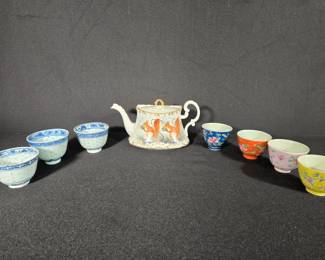 Decorative Tea Kettle Grain Rice Tea Cups