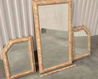 3 PIECE FLORAL MIRROR SET