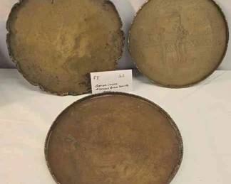 ANTIQUE CHINESE ENGRAVED BRASS SERVING TRAYS