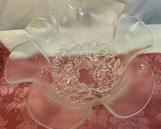 CRYSTAL GLASS BOWLS, WATER PITCHER, VASES AND MORE