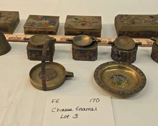 CHINESE ANTIQUE ENAMEL ASHTRAYS MORE