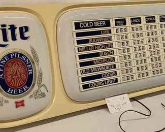  01 MILLER LITE SIGN VINTAGE