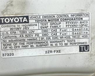 2015 Toyota Prius Hatchback 4-Cyl, Hybrid, 1.8 Liter, Automatic Transmission, White w/Black Leather Interior, 156,000 miles