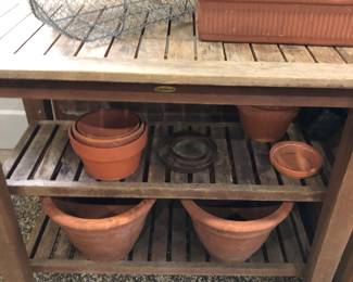 Crate & Barrel teak planting table $150