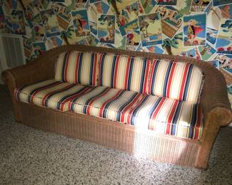 Fine quality wicker sofa 7' long x 36" deep x 30 tall, $600