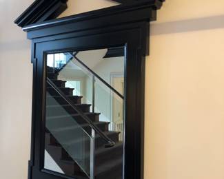 Large commanding Donghia broken pediment mirror 62" tall x 41 3/4" wide $750