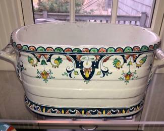 Large French La Verrerie de Biot 2 handled receptacle